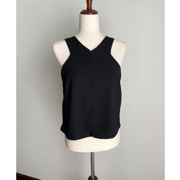 Lulus Party Time Sleeveless Top Size S Black High Neck Crossover Open Tulip Back - Picture 3 of 14
